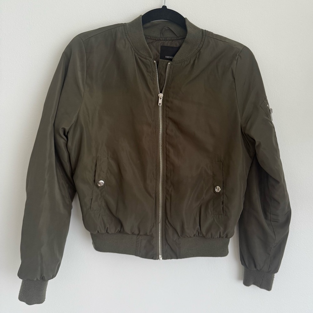 Forever 21 Olive Bomber Jacket